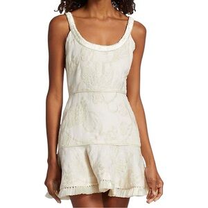 ALEXIS BARBARA Ricci Embroidered Linen Mini Dress in Cream Garden Colour